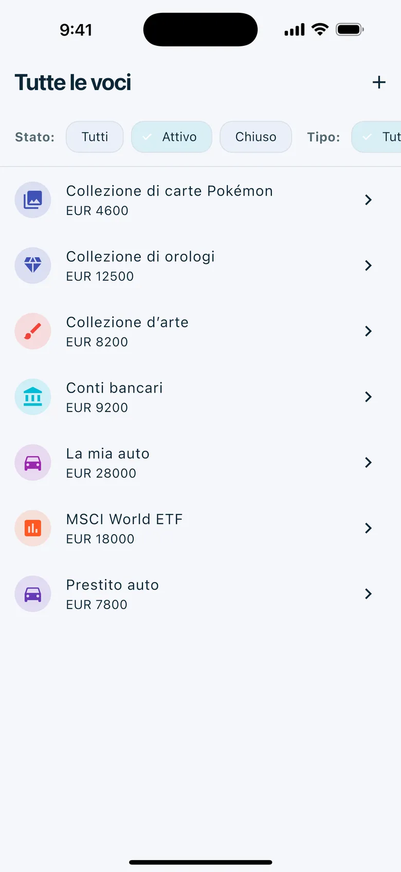 Scheda di bilancio completa — Wealth Watcher