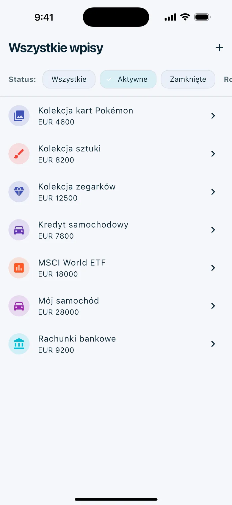 Kompletny bilans — Wealth Watcher