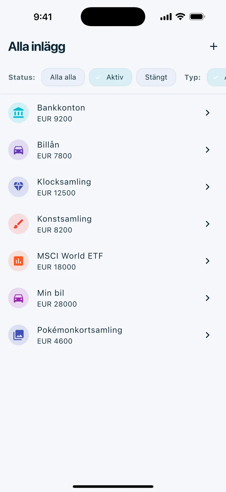 Komplett balansräkning — Wealth Watcher